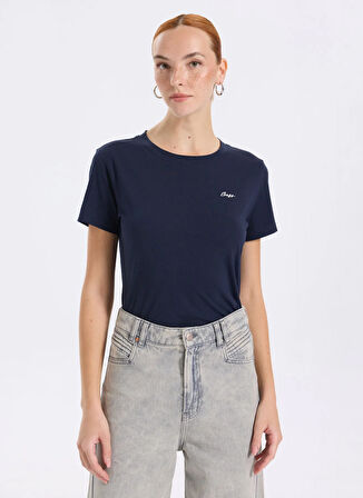 Boss Bisiklet Yaka Lacivert Kadın T-Shirt 50554015