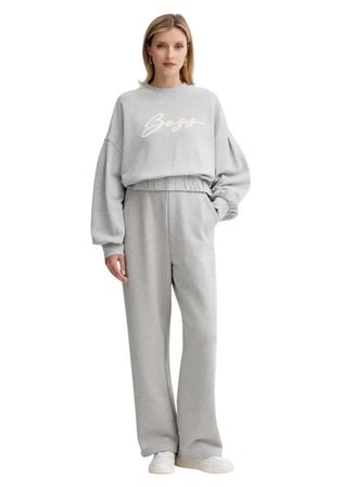 Boss Bisiklet Yaka Gri Kadın Sweatshırt 50547796