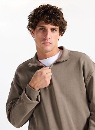 Hugo Dik Yaka Gri Erkek Sweatshırt 50525881_Durty244