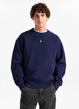 Hugo Bisiklet Yaka Lacivert Erkek Sweatshırt 50533689_Dettil