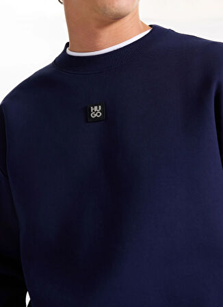 Hugo Bisiklet Yaka Lacivert Erkek Sweatshırt 50533689_Dettil