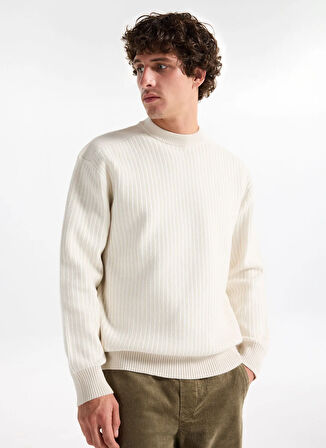 Boss Bisiklet Yaka Relaxed Bej Erkek Kazak Koltorp