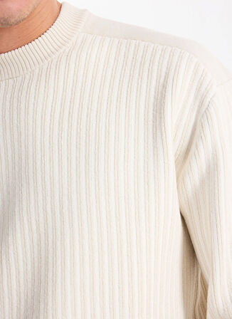 Boss Bisiklet Yaka Relaxed Bej Erkek Kazak Koltorp