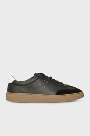 Boss Logolu Deri Süet Detaylı Sneaker Ayakkabı Erkek AYAKKABI 50552852 012 SİYAH