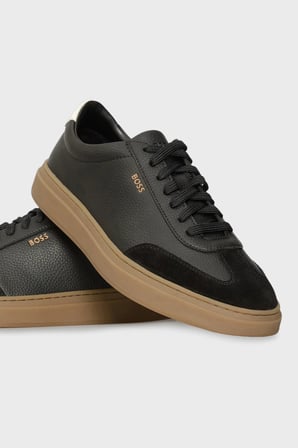 Boss Logolu Deri Süet Detaylı Sneaker Ayakkabı Erkek AYAKKABI 50552852 012 SİYAH