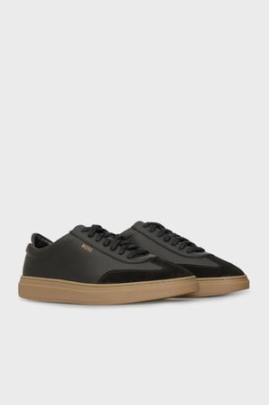 Boss Logolu Deri Süet Detaylı Sneaker Ayakkabı Erkek AYAKKABI 50552852 012 SİYAH