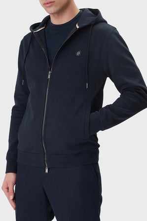 Boss Logolu Pamuk Karışımlı Regular Fit Kapüşonlu Fermuarlı Sweat Erkek SWEAT 50555851 404 LACİVERT