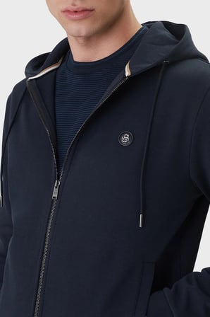 Boss Logolu Pamuk Karışımlı Regular Fit Kapüşonlu Fermuarlı Sweat Erkek SWEAT 50555851 404 LACİVERT