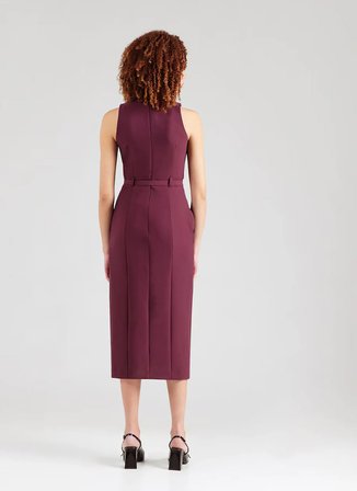 Hugo V Yaka Bordo Midi Kadın Elbise 50559123
