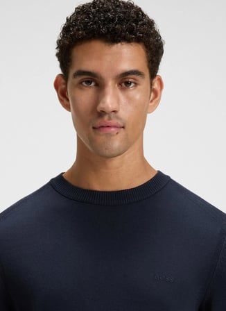 Boss Bisiklet Yaka Regular Fit Bej Erkek Kazak Asac_C