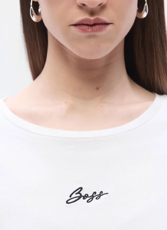 Boss Bisiklet Yaka Beyaz Kadın T-Shirt 50554696