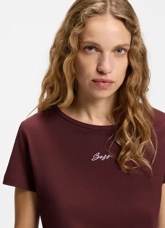 Boss Bisiklet Yaka Camel Kadın T-Shirt 50554696