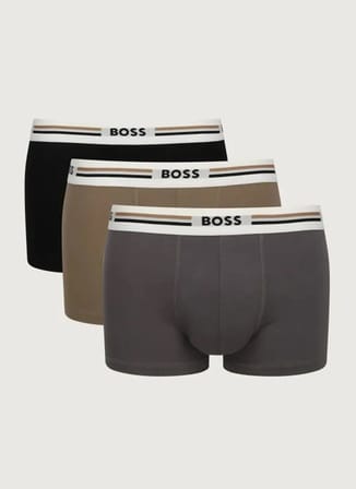 Boss Bej - Gri Erkek Boxer Trunk 3P Revive