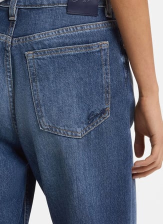 Boss Yüksek Bel Düz Paça Oversize Koyu Mavi Kadın Denim Pantolon 50552376