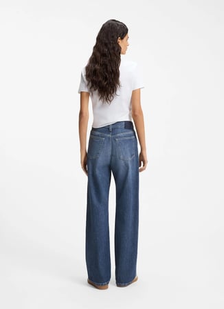 Boss Yüksek Bel Düz Paça Oversize Koyu Mavi Kadın Denim Pantolon 50552376