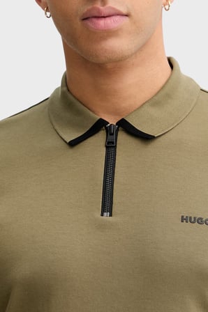 Hugo Pamuklu Regular Fit Yarım Fermuarlı Polo Erkek POLO 50511721 389 HAKİ