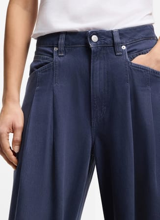 Boss Yüksek Bel Bol Paça Oversize Gri Kadın Denim Pantolon 50552533