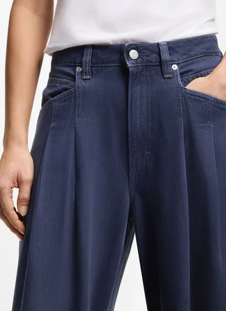 Boss Yüksek Bel Bol Paça Oversize Gri Kadın Denim Pantolon 50552533
