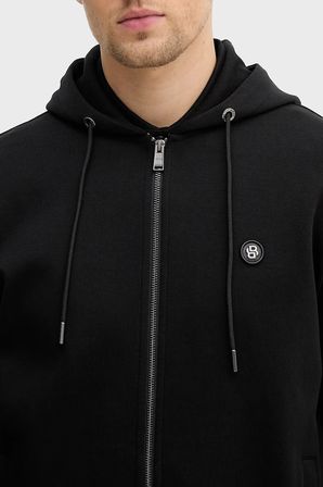 Boss Logolu Pamuk Karışımlı Regular Fit Kapüşonlu Fermuarlı Sweat Erkek SWEAT 50555851 001 SİYAH