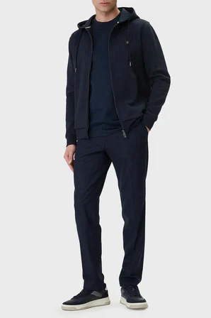 Boss Logolu Pamuk Karışımlı Regular Fit Kapüşonlu Fermuarlı Sweat Erkek SWEAT 50555851 404 LACİVERT