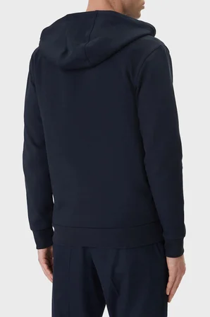 Boss Logolu Pamuk Karışımlı Regular Fit Kapüşonlu Fermuarlı Sweat Erkek SWEAT 50555851 404 LACİVERT