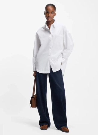 BOSS Beyaz Kadın Oversize Gömlek 50553532