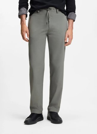 Boss Bağlamalı Bel Normal Paça Haki Erkek Chino Pantolon Chino_ST_DS