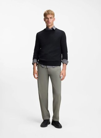 Boss Bağlamalı Bel Normal Paça Haki Erkek Chino Pantolon Chino_ST_DS