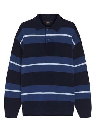 Boss Polo Yaka Regular Fit Lacivert Erkek Kazak Amburgh