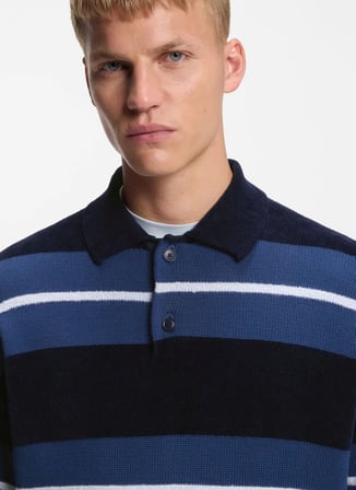 Boss Polo Yaka Regular Fit Lacivert Erkek Kazak Amburgh