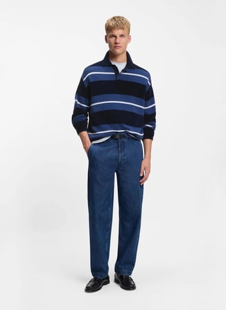 Boss Polo Yaka Regular Fit Lacivert Erkek Kazak Amburgh