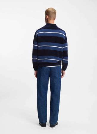 Boss Polo Yaka Regular Fit Lacivert Erkek Kazak Amburgh