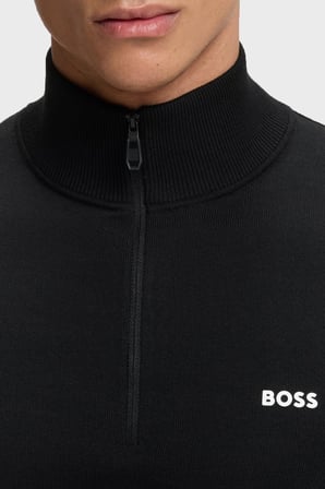 Boss Pamuklu Yarım Fermuarlı Dik Yaka Kazak Erkek KAZAK 50556146 001 SİYAH