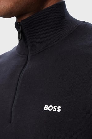 Boss Pamuklu Yarım Fermuarlı Dik Yaka Kazak Erkek KAZAK 50556146 402 LACİVERT