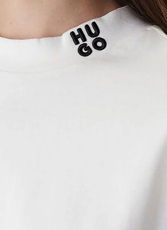 Hugo Beyaz Kadın Relaxed Logo Baskılı T-Shirt 50561189