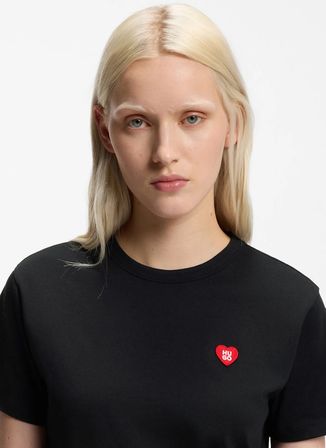 Hugo Bisiklet Yaka Siyah Kadın T-Shirt 50562145