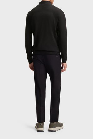 Boss Pamuk Karışımlı Regular Fit Yarım Fermuarlı Dik Yaka Kazak Erkek KAZAK 50558352 001 SİYAH