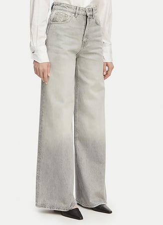 Hugo Gri Kadın Logo Baskılı Denim Pantolon 50557053