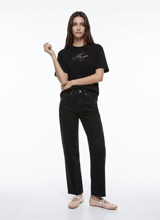 Hugo Siyah Kadın Logo Baskılı T-Shirt 50560566