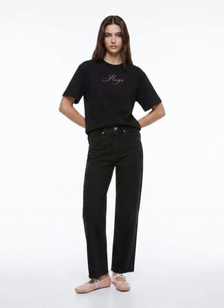 Hugo Siyah Kadın Logo Baskılı T-Shirt 50560566