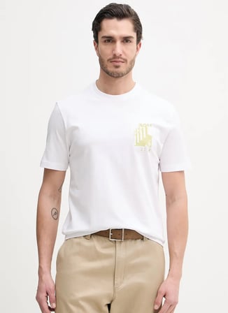 BOSS Beyaz Erkek Regular Fit Logo Baskılı T-Shirt Te_Board_50560372