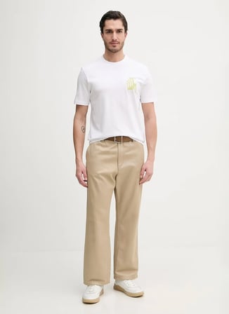 BOSS Beyaz Erkek Regular Fit Logo Baskılı T-Shirt Te_Board_50560372