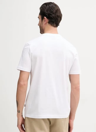 BOSS Beyaz Erkek Regular Fit Logo Baskılı T-Shirt Te_Board_50560372