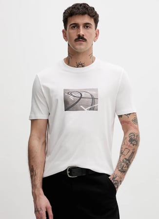 Hugo Beyaz Erkek Regular Fit T-Shirt 50557674 Dostino