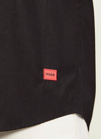 Hugo Siyah Erkek Relaxed Logo Baskılı Gömlek 50560584 Ellino