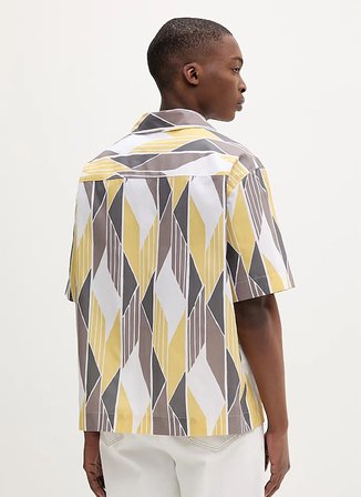 Hugo Sarı Erkek Oversize Geometrik Desen Gömlek 50560606 Espino