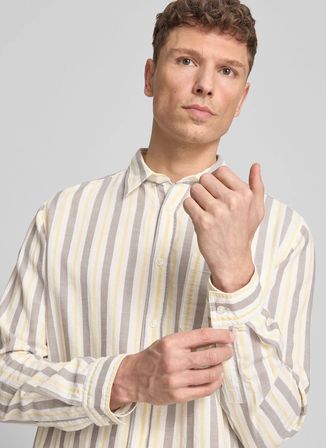 Hugo Kahverengi Erkek Oversize Çizgili Gömlek 50560619 Erillo