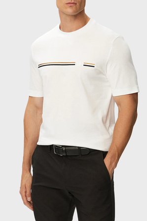 Boss Logolu % 100 Pamuk Bisiklet Yaka T Shirt Erkek T SHİRT 50565785 100 BEYAZ