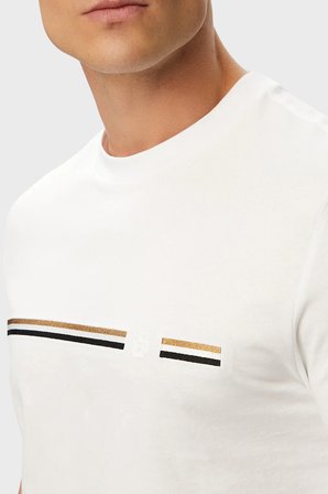 Boss Logolu % 100 Pamuk Bisiklet Yaka T Shirt Erkek T SHİRT 50565785 100 BEYAZ