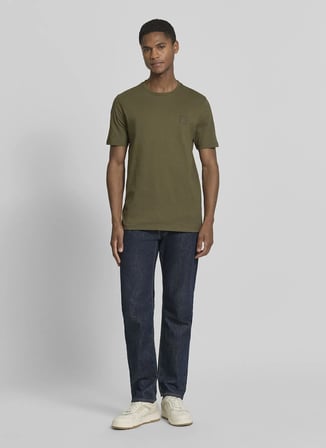 BOSS Tales Haki Erkek Bisiklet Yaka Logo Baskılı Regular Fit T-Shirt